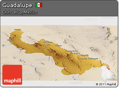 Physical Panoramic Map of Guadalupe, lighten