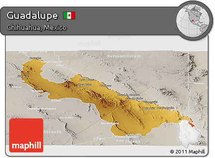 Physical Panoramic Map of Guadalupe, lighten, semi-desaturated