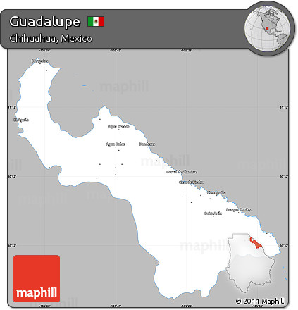 Gray Simple Map of Guadalupe, single color outside