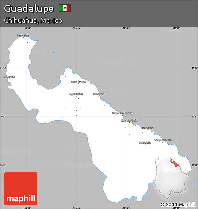 Gray Simple Map of Guadalupe, single color outside