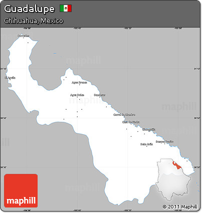 Gray Simple Map of Guadalupe, single color outside