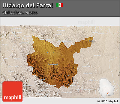 Physical 3D Map of Hidalgo Del Parral, lighten