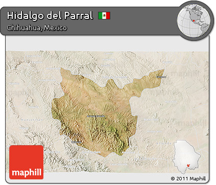 Satellite 3D Map of Hidalgo Del Parral, lighten