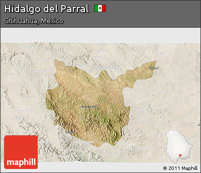 Satellite 3D Map of Hidalgo Del Parral, lighten