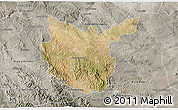 Satellite 3D Map of Hidalgo del Parral, semi-desaturated
