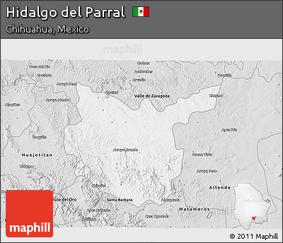 Silver Style 3D Map of Hidalgo Del Parral