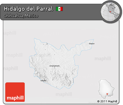 Silver Style 3D Map of Hidalgo Del Parral, single color outside