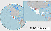 Gray Location Map of Hidalgo del Parral, highlighted country, highlighted parent region, within the entire country, hill shading