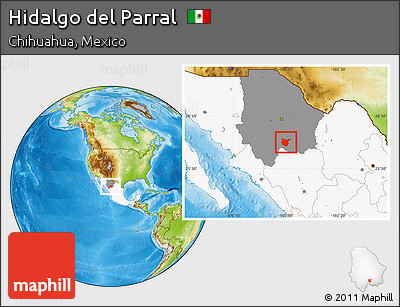 Physical Location Map of Hidalgo Del Parral, highlighted country, highlighted parent region