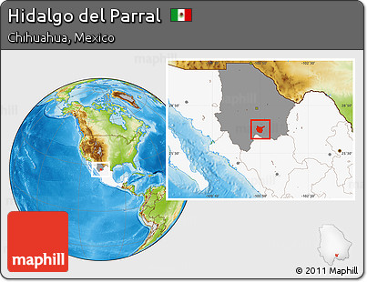 Physical Location Map of Hidalgo Del Parral, highlighted country, highlighted parent region