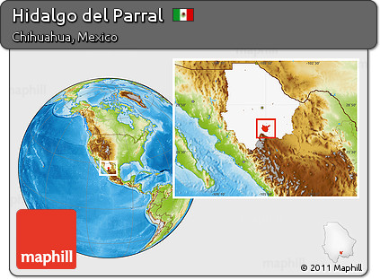 Physical Location Map of Hidalgo Del Parral, highlighted parent region