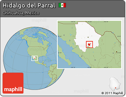 Savanna Style Location Map of Hidalgo Del Parral, highlighted parent region
