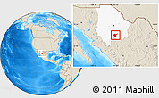 Shaded Relief Location Map of Hidalgo del Parral, highlighted parent region