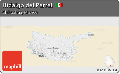 Classic Style Panoramic Map of Hidalgo Del Parral, single color outside