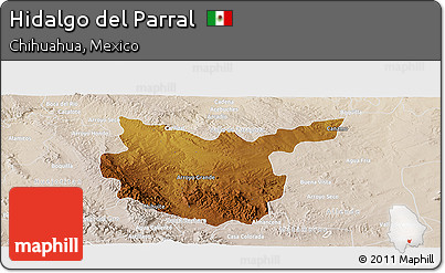 Physical Panoramic Map of Hidalgo Del Parral, lighten