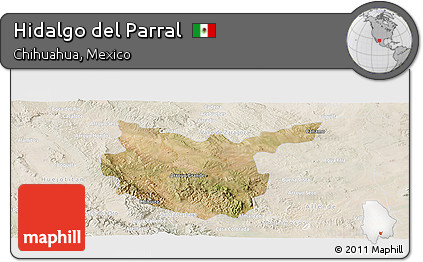 Satellite Panoramic Map of Hidalgo Del Parral, lighten