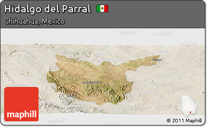 Satellite Panoramic Map of Hidalgo Del Parral, lighten