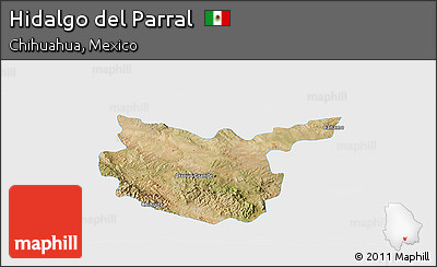 Satellite Panoramic Map of Hidalgo Del Parral, single color outside