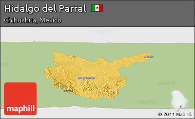 Savanna Style Panoramic Map of Hidalgo Del Parral, single color outside