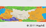 Shaded Relief Panoramic Map of Hidalgo del Parral, political outside