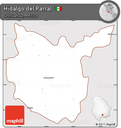 Classic Style Simple Map of Hidalgo Del Parral, cropped outside
