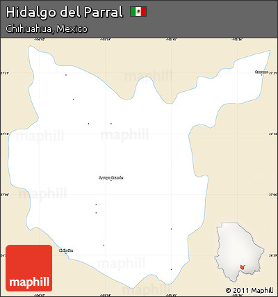 Classic Style Simple Map of Hidalgo Del Parral, single color outside
