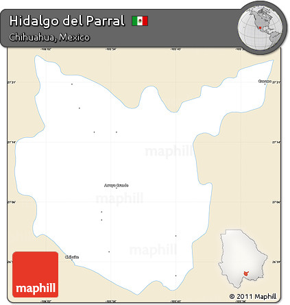 Classic Style Simple Map of Hidalgo Del Parral, single color outside