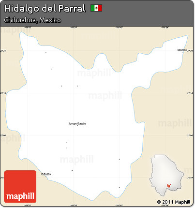 Classic Style Simple Map of Hidalgo Del Parral, single color outside