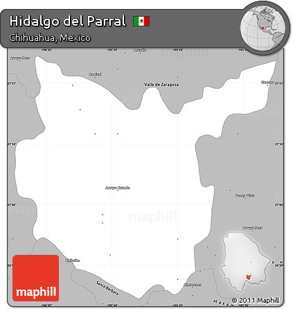 Gray Simple Map of Hidalgo Del Parral