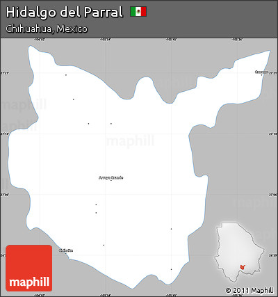 Gray Simple Map of Hidalgo Del Parral, single color outside