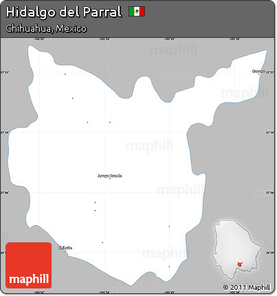 Gray Simple Map of Hidalgo Del Parral, single color outside