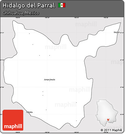 Silver Style Simple Map of Hidalgo Del Parral, cropped outside