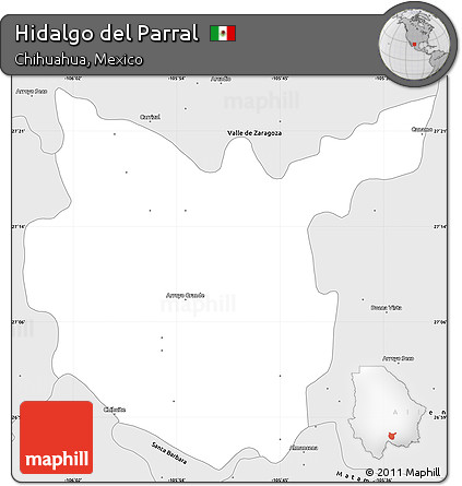 Silver Style Simple Map of Hidalgo Del Parral