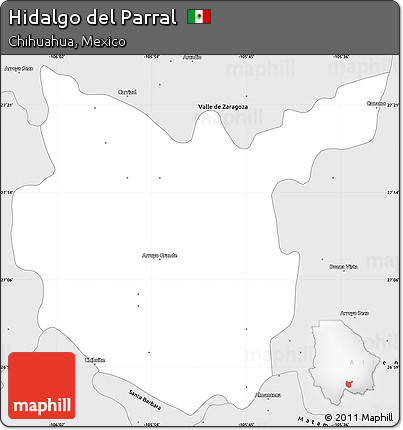 Silver Style Simple Map of Hidalgo Del Parral
