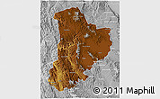 Physical 3D Map of Madera, lighten, desaturated