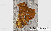 Physical 3D Map of Madera, lighten, semi-desaturated