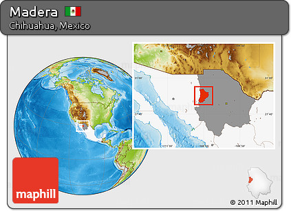Physical Location Map of Madera, highlighted country, highlighted parent region