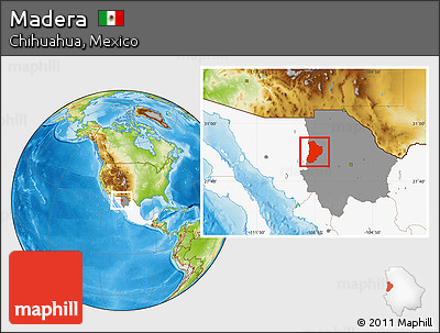 Physical Location Map of Madera, highlighted country, highlighted parent region