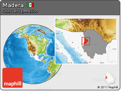 Physical Location Map of Madera, highlighted country, highlighted parent region