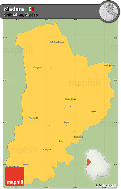Savanna Style Simple Map of Madera, single color outside