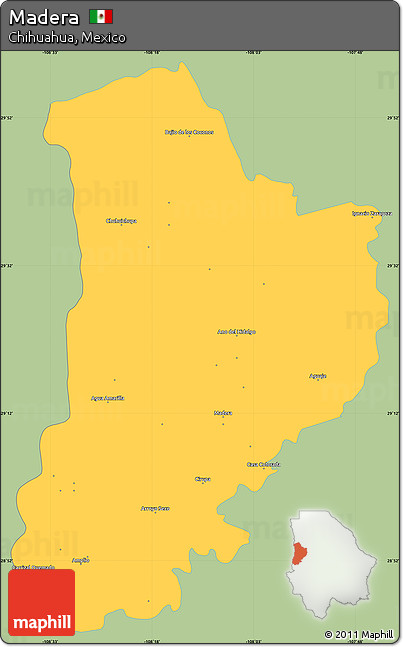 Savanna Style Simple Map of Madera, single color outside