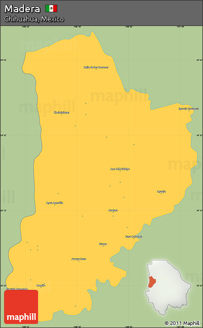 Savanna Style Simple Map of Madera, single color outside