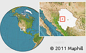 Satellite Location Map of Matachi, highlighted parent region