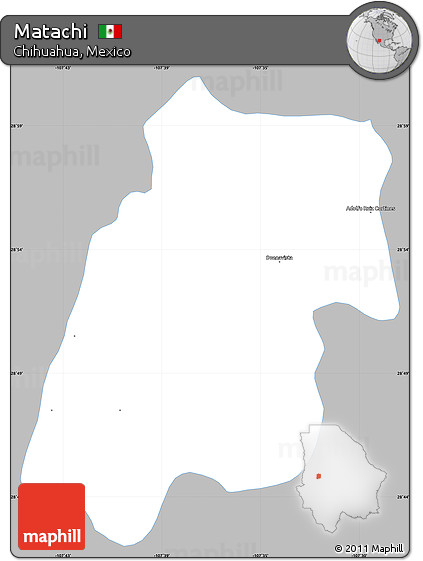 Gray Simple Map of Matachi, single color outside