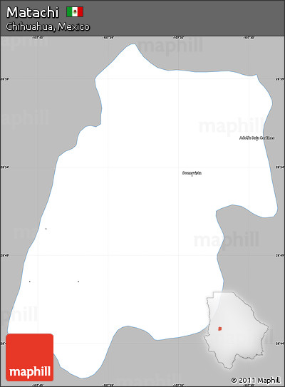 Gray Simple Map of Matachi, single color outside