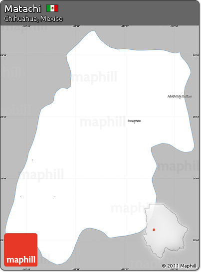 Gray Simple Map of Matachi, single color outside