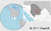 Gray Location Map of Meoqui, highlighted country, highlighted parent region
