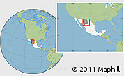 Savanna Style Location Map of Meoqui, highlighted country, highlighted parent region, within the entire country