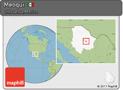 Savanna Style Location Map of Meoqui, highlighted parent region