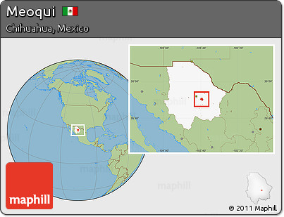 Savanna Style Location Map of Meoqui, highlighted parent region